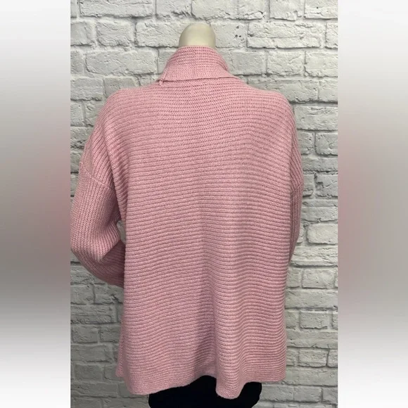 J. CREW PINK CHUNKY KNIT LONG SLEEVE COWL NECK SWEATER SIZE L - Picture 3 of 4